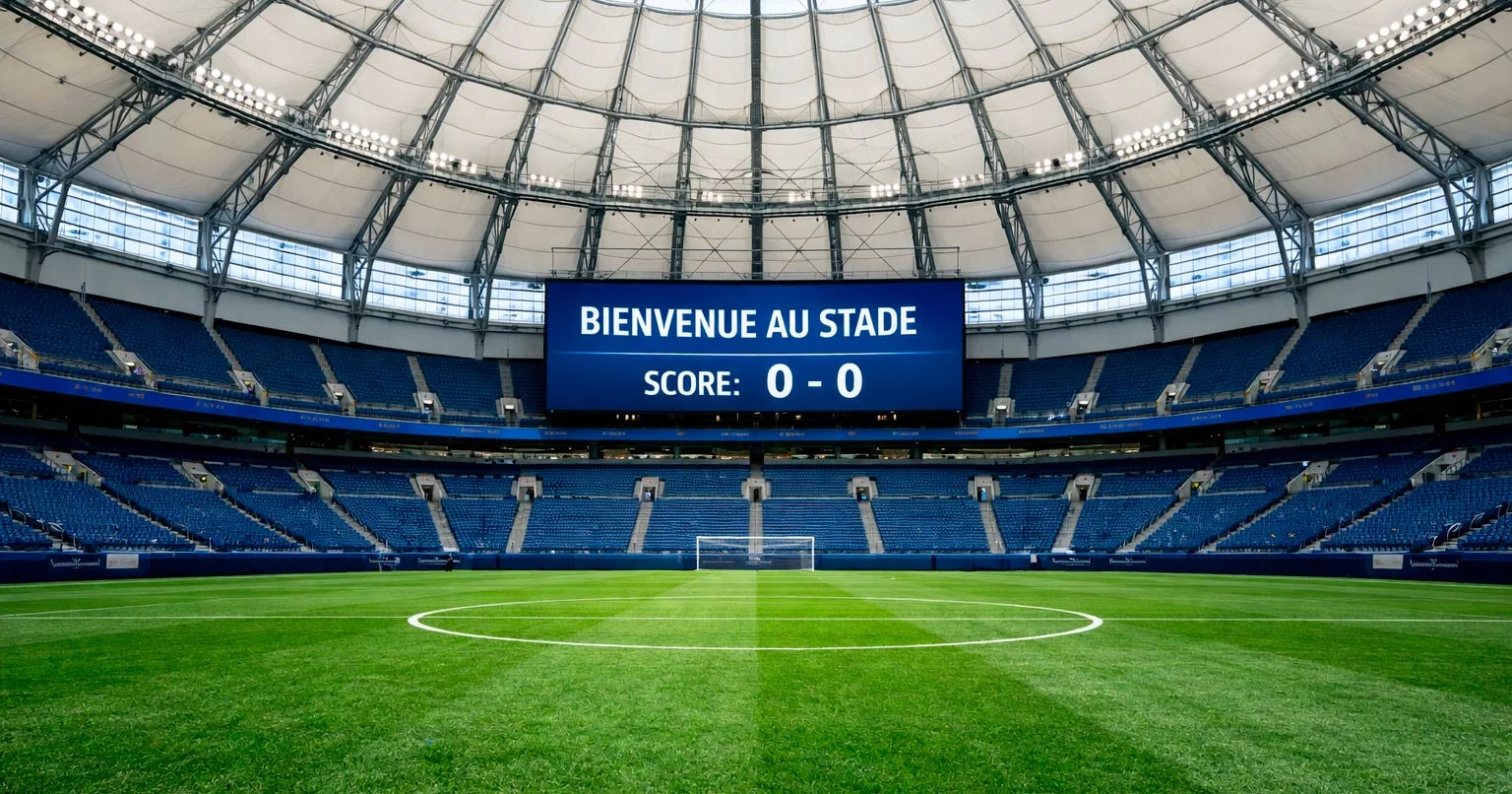 Stade à toit rétractable de Vancouver avec le terrain de football illuminé à l'intérieur